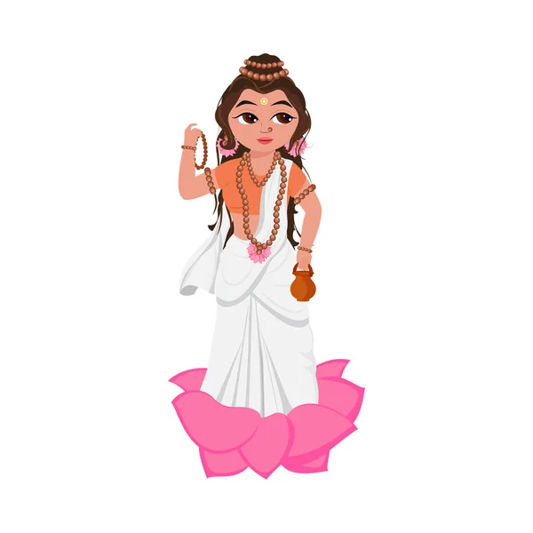 Goddess Brahmacharini Character White Background — Vector de stock