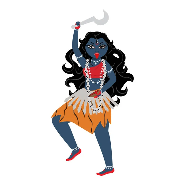 Indian Goddess Kalaratri Character White Background — Vetor de Stock