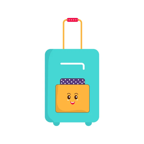 Happy Trolley Bag Cartoon Character White Background — Vetor de Stock
