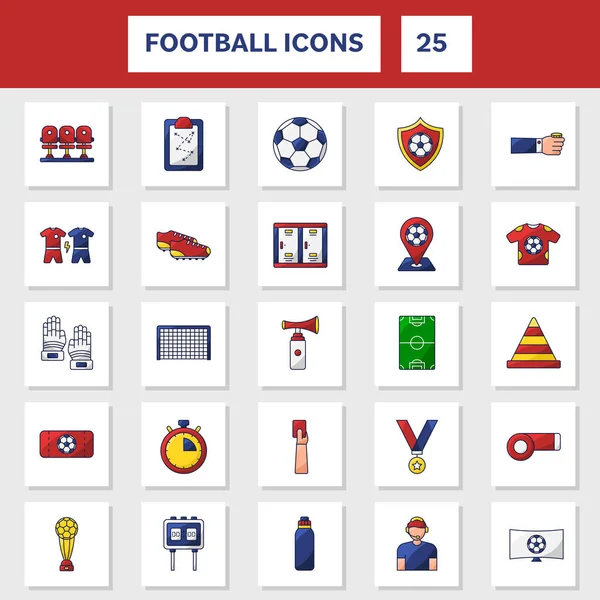 Flat Style Football Icon Set White Square Background — Vector de stock