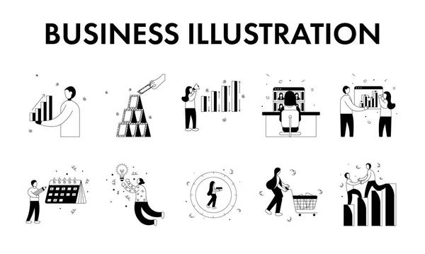 Doodle Style Set Business Concept White Background — Stok Vektör