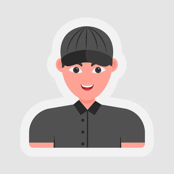 Sticker Style Young Man Character Gray Background — Stockvektor