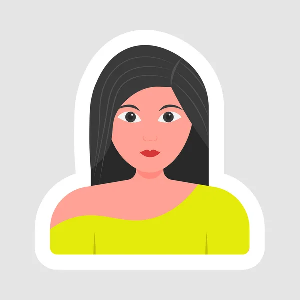 Sticker Style Modern Young Woman Character White Background — ストックベクタ