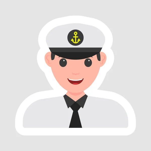 Sticker Style Male Navy Character Gray Background — Stockvektor