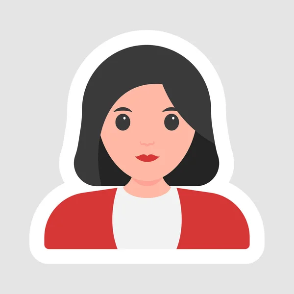 Sticker Style Young Lady Character Gray Background — Stockový vektor