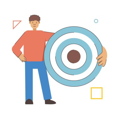 Business or Educational infographics concept with businessman presenting the target.