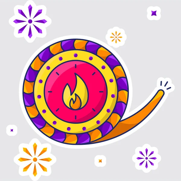 Burning Chakra Firecracker Fireworks Grey Background Sticker Style — стоковый вектор