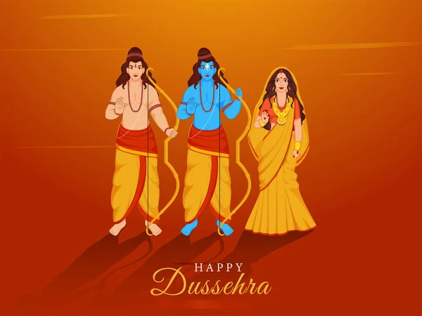 Happy Dussehra Concept Hindu Mythology Lord Rama His Wife Sita — Stok Vektör