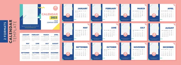New Year 2023 Calendar Templates Business Stationery Print Publishing Purposes — Διανυσματικό Αρχείο