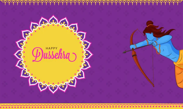 Happy Dussehra Festival Banner Design Hindu Mythology Lord Rama Taking — Stock vektor