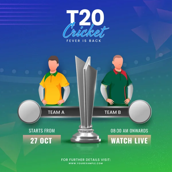 T20 Cricket Match South Africa Bangladesh Faceless Cricketer Players Realistic — Stockový vektor