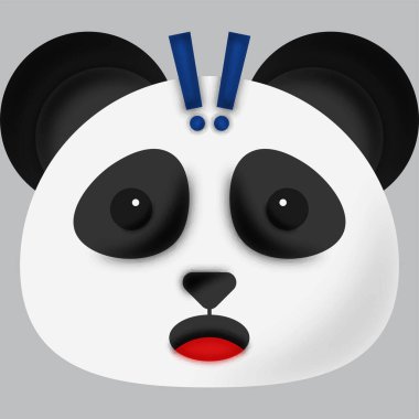 Explanation Panda Animal Cartoon Emoji Over Grey Background.