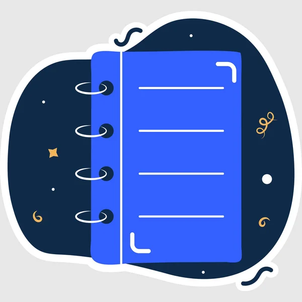 Vector Illustration Diary Sticker Icon Blue Confetti Background — Stockvector