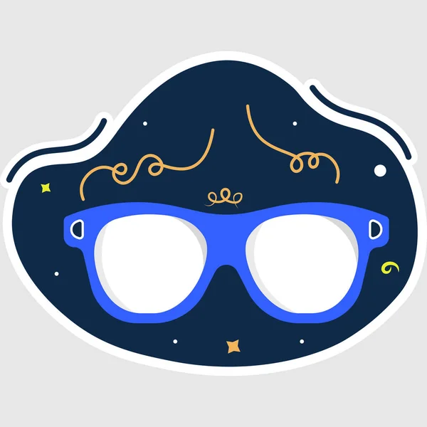 Vector Illustration Party Sunglasses Sticker Confetti Blue Background —  Vetores de Stock