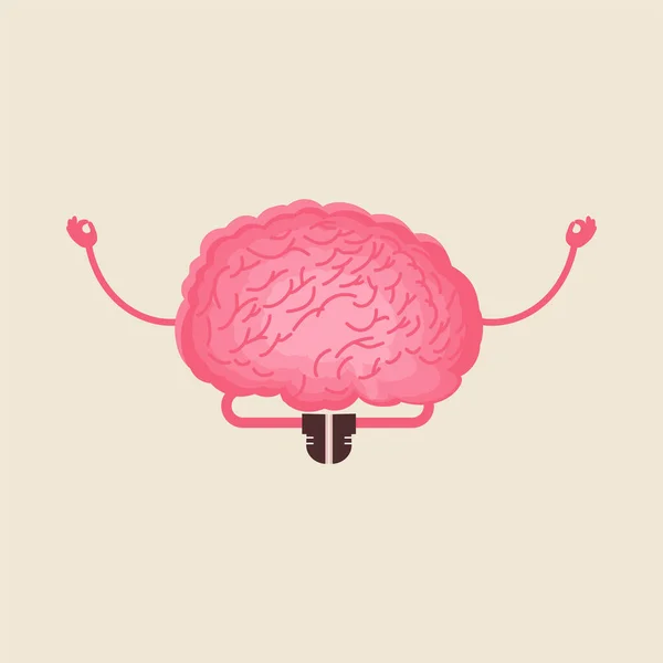 Flat Illustration Human Brain Doing Meditation Mental Health Concept — Stock vektor