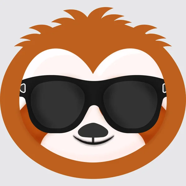 Black Goggles Wearing Sloth Animal Cartoon Emoji Grey Background — Wektor stockowy