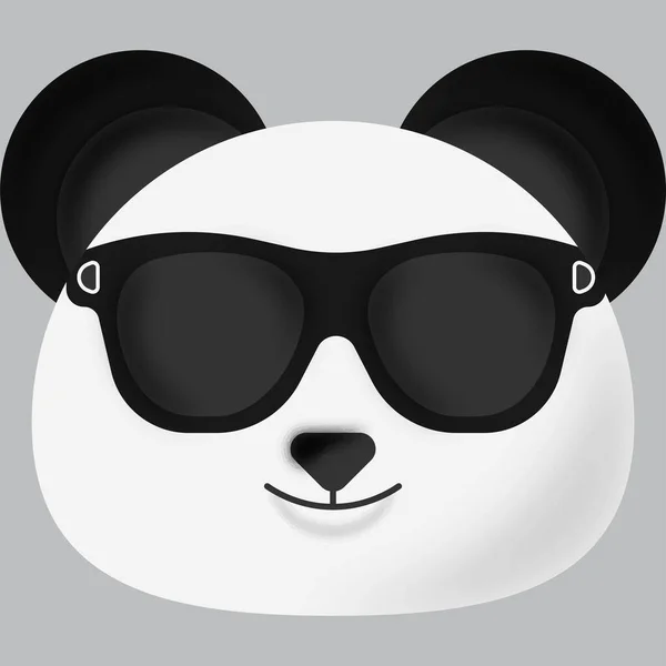 Black Goggles Wearing Panda Animal Cartoon Emoji Grey Background — Archivo Imágenes Vectoriales