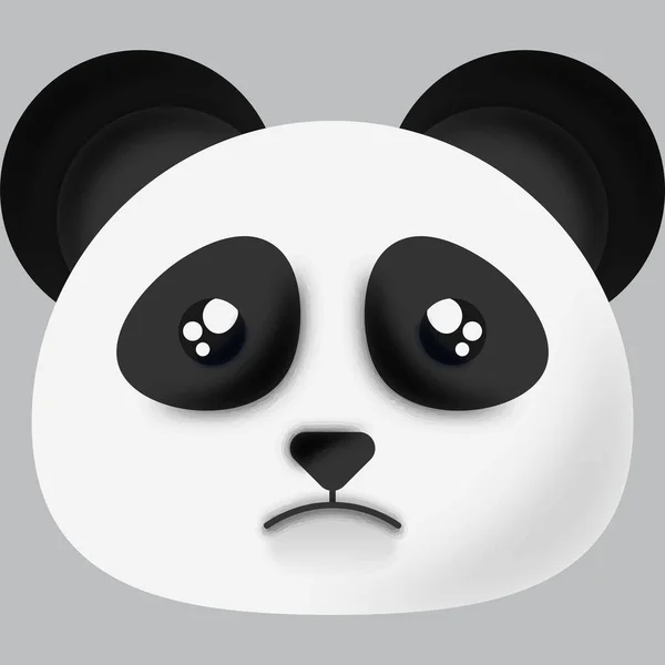 Sad Panda Animal Cartoon Face Grey Background — Vettoriale Stock