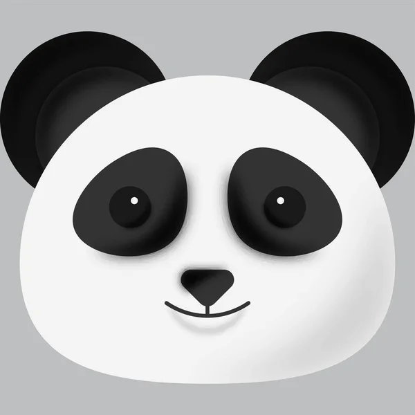 Cute Smile Panda Bear Cartoon Face Grey Background — Archivo Imágenes Vectoriales