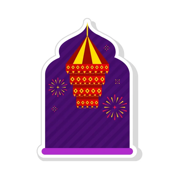 Isolated Sticker Jhumar Hanging Door Bursting Fireworks Purple Door Way — Image vectorielle