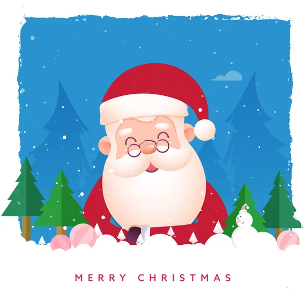 Merry Christmas Greeting Card Cute Santa Claus Snowman Paper Cut — Image vectorielle