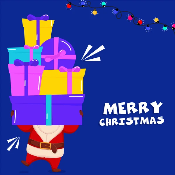 Merry Christmas Celebration Concept Santa Claus Holding Gift Boxes Lighting — Vetor de Stock