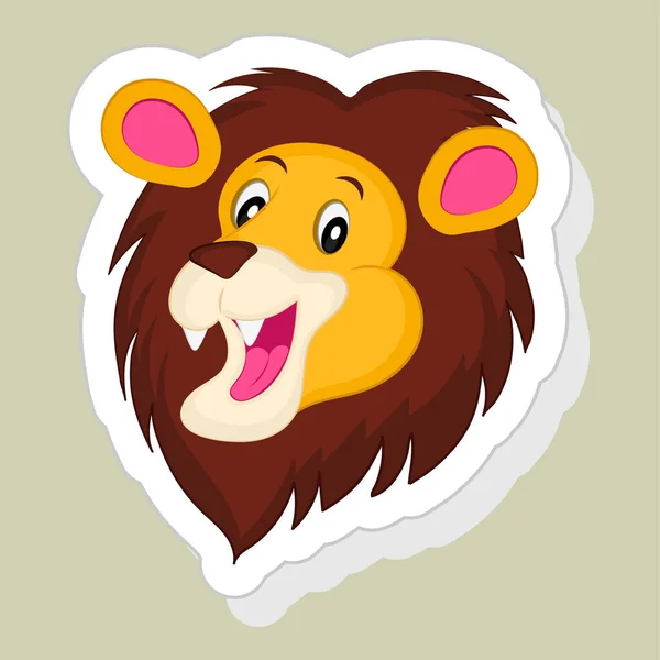 Sticker Label Happy Lion — Stock Vector