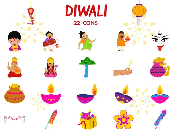 Diwali Ikon Eller Symbol Som Platt Stil — Stock vektor