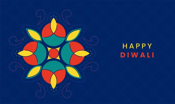 Ινδικό Φεστιβάλ Φωτός Happy Diwali Εορτασμός Πολύχρωμους Γεωμετρικούς Κύκλους Λυχνίες — Διανυσματικό Αρχείο