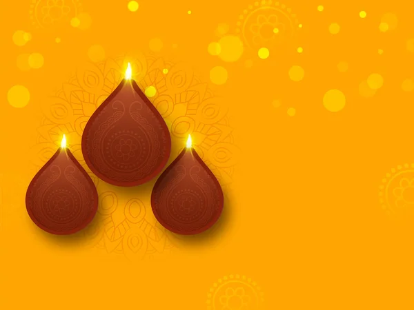Indian Light Festival Happy Diwali Festival Illuminated Realistic Lit Oil — Διανυσματικό Αρχείο