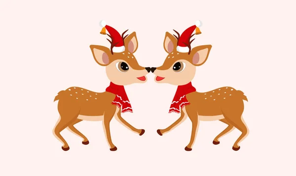 Illustration Reindeers Couple White Background — Stock Vector