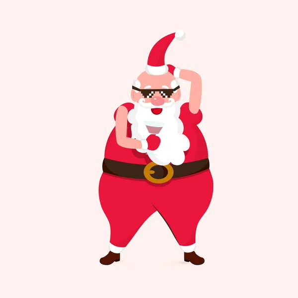 Cool Santa Clause Portant Des Lunettes Noires Heureux — Image vectorielle