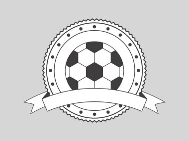 Doodle Futbol Rozeti veya Gri Arkaplanda Etiket.