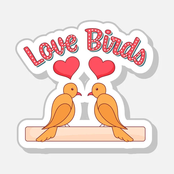 Pássaro Amor Bonito Isolado Com Coração Texto Adesivo Contra Fundo —  Vetores de Stock