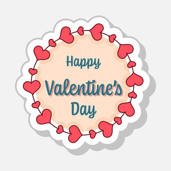 Happy Valentijnsdag Tag Sticker Platte Stijl — Stockvector