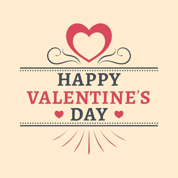 Heart Happy Valentine Day Font Beige Background — Stock Vector