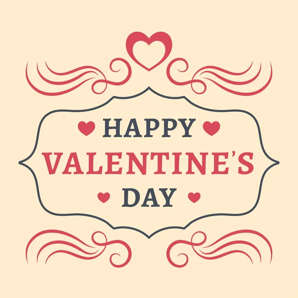 Ілюстрація Щасливого Дня Святого Валентина Шрифт Рамкою Фоні Бежевого — стоковий вектор