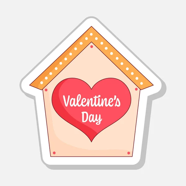 Sticker Style Valentines Day Hut Icon Flat Style — 스톡 벡터