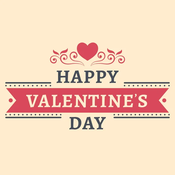 Ilustrace Happy Valentine Day Font Ribbon Beige Background — Stockový vektor