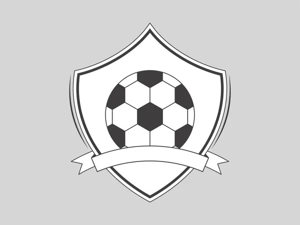 Doodle Soccer Shield Label Gray Background — Stock Vector