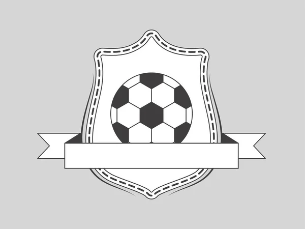 Etichetta Doodle Soccer Shield Sfondo Grigio — Vettoriale Stock