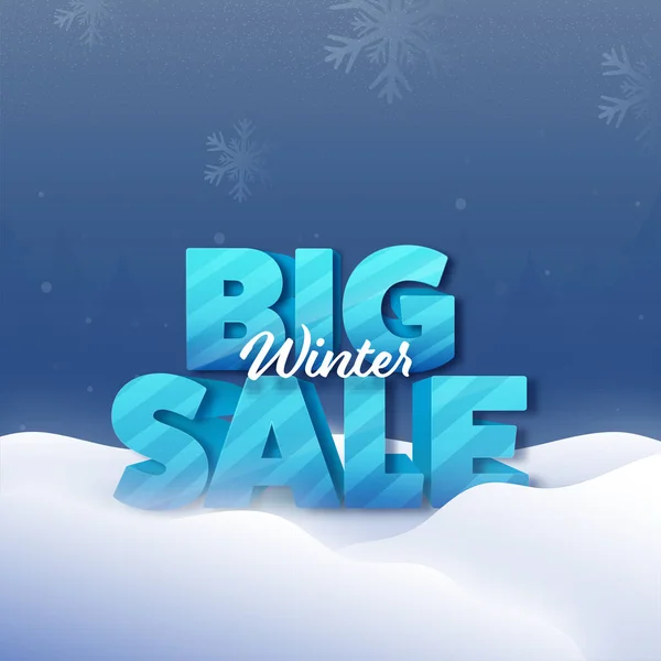Winter Big Sale Poster Design Snowflakes Snowy Blue Background — Stock Vector