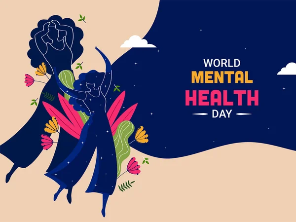 Concepto Del Día Mundial Salud Mental Con Mujeres Sin Rostro — Archivo Imágenes Vectoriales