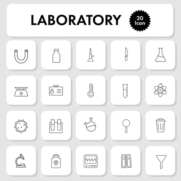Icône Symbole Laboratoire Contour Noir Sur Fond Carré Blanc — Image vectorielle