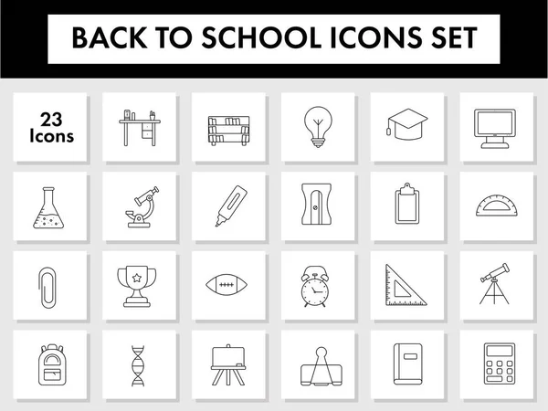 Back School Icons Pack Estilo Fino Lineal —  Vetores de Stock