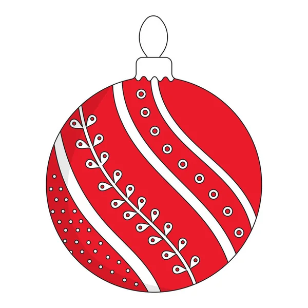 Flat Style Pearls Filigree Vzor Vánoční Ozdoba Červená Bílá Ikona — Stockový vektor