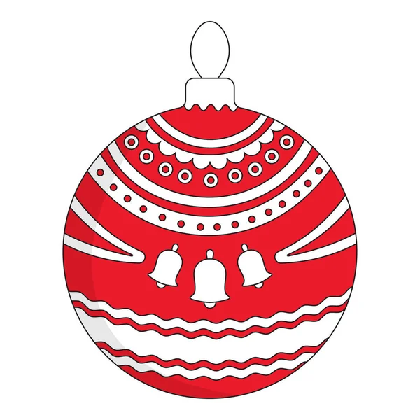 Flat Style Bells Filigree Pattern Christmas Balls Flat Icon Red — Stock Vector