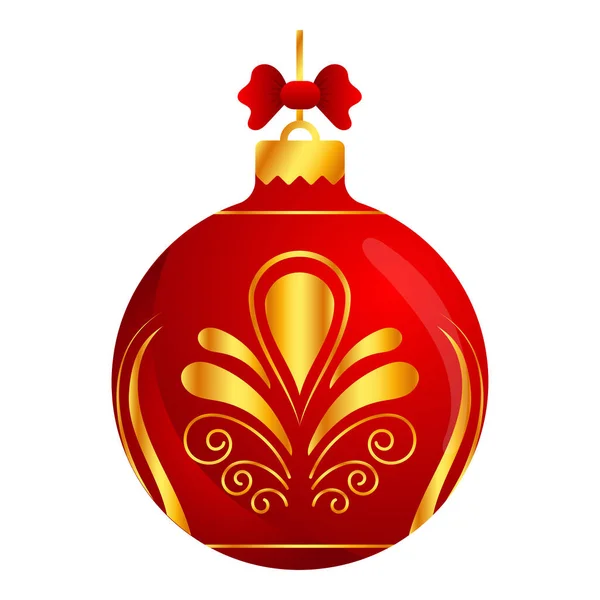 Golden Red Floral Pendant Bauble Icon Render Style — Stock Vector