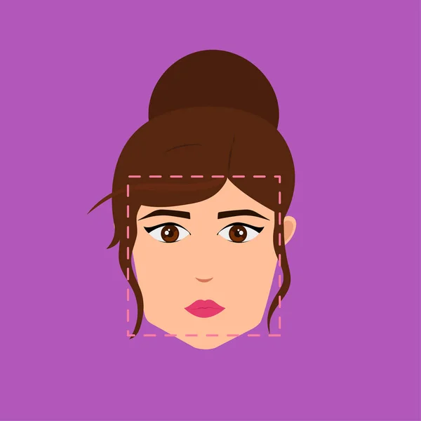 Smart Bun Hair Young Girl Diamond Face Icon Magenta Background — стоковий вектор