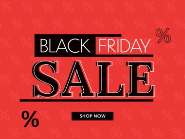 Kara Cuma Satış Posteri Tasarımı Turuncu Arkaplanda Yüzde İşareti Desenli.